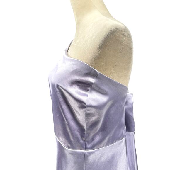 Birdy Grey Plus Kensie Dusty Lilac Purple Satin Strappy One Shoulder Maxi Dress - Picture 8 of 16